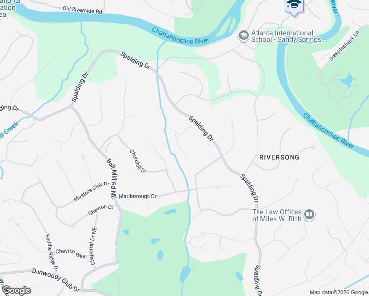 map of restaurants, bars, coffee shops, grocery stores, and more near 7975 Spalding Hills Drive in Atlanta