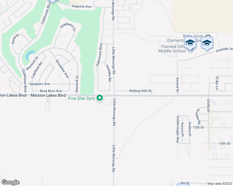 map of restaurants, bars, coffee shops, grocery stores, and more near 9980 Hoylake Road in Desert Hot Springs