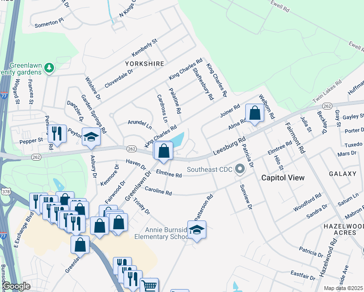 map of restaurants, bars, coffee shops, grocery stores, and more near 211 Village Walk in Columbia