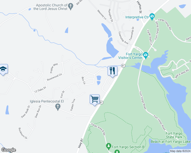 map of restaurants, bars, coffee shops, grocery stores, and more near 1428 Box Circle in Winder