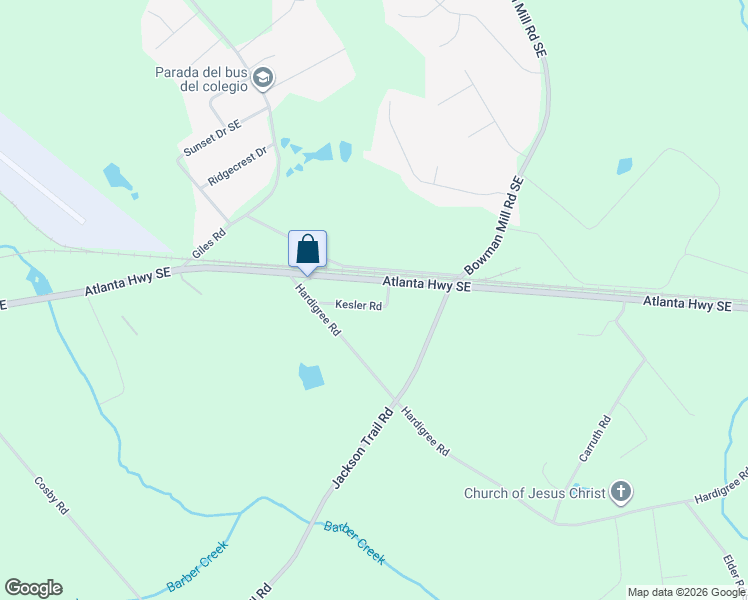 map of restaurants, bars, coffee shops, grocery stores, and more near 1276 Kesler Road in Winder