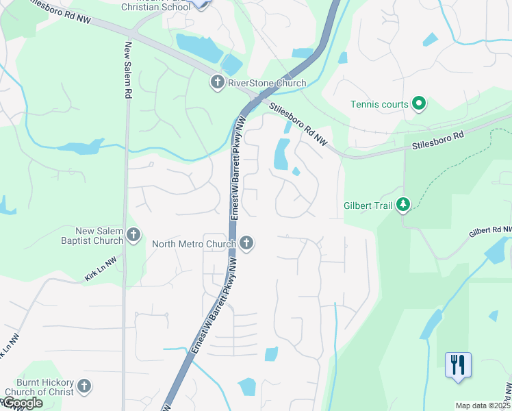 map of restaurants, bars, coffee shops, grocery stores, and more near 1921 Parkview Trce Northwest in Kennesaw