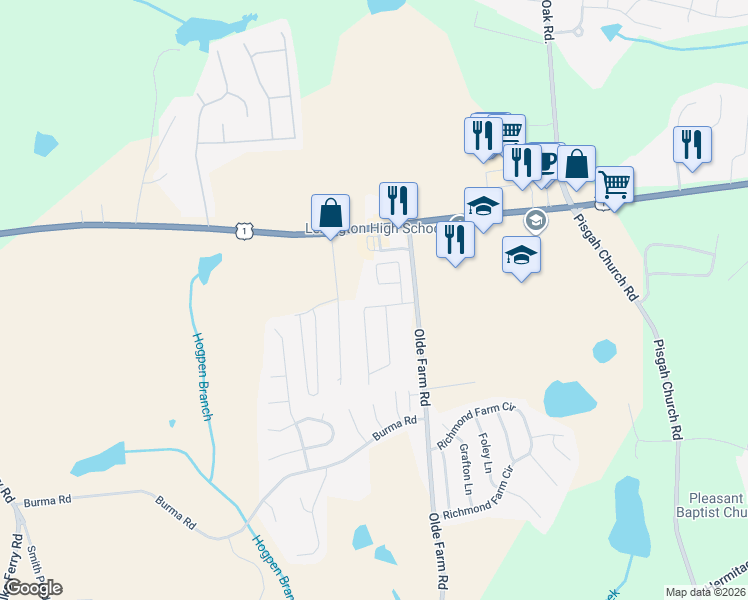 map of restaurants, bars, coffee shops, grocery stores, and more near 140 Glenellen Road in Lexington
