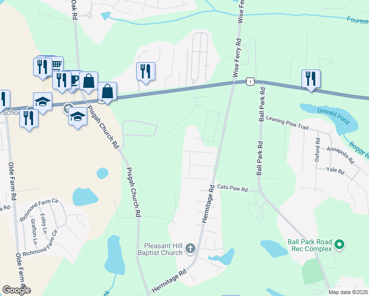 map of restaurants, bars, coffee shops, grocery stores, and more near 428 Bridle Circle in Lexington