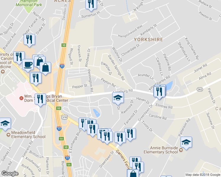 map of restaurants, bars, coffee shops, grocery stores, and more near 29 Trice Court in Columbia