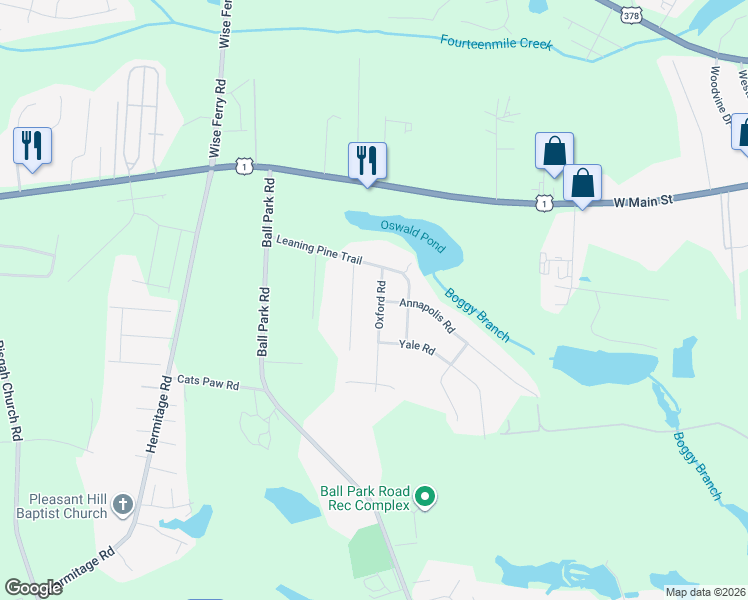 map of restaurants, bars, coffee shops, grocery stores, and more near 414 Oxford Road in Lexington