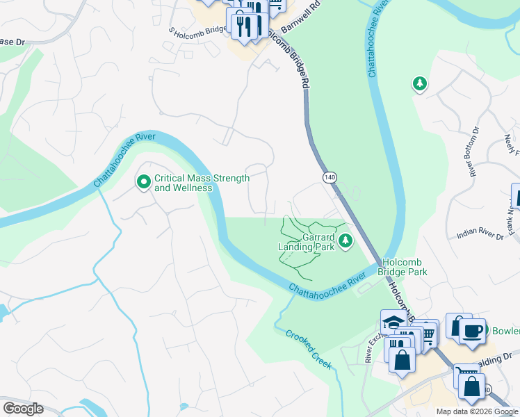 map of restaurants, bars, coffee shops, grocery stores, and more near 8109 Lawnview Drive in Alpharetta