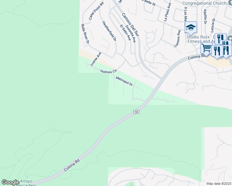 map of restaurants, bars, coffee shops, grocery stores, and more near 4240 Hermitage Drive in Hacienda Heights