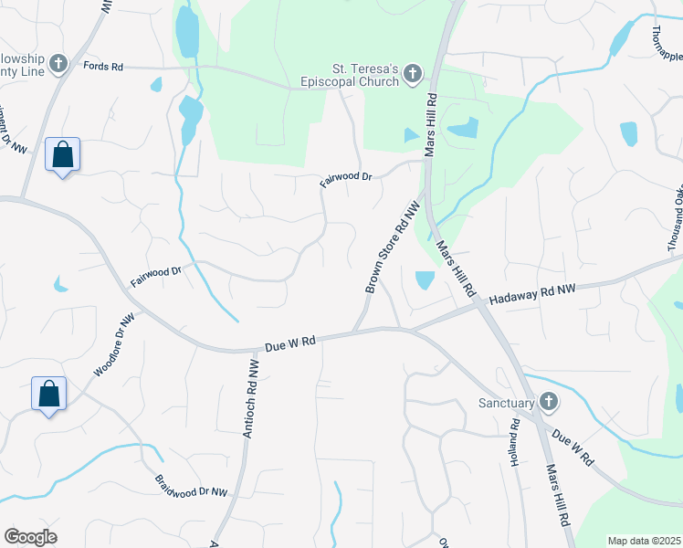 map of restaurants, bars, coffee shops, grocery stores, and more near 5777 Fairwood Trce in Acworth
