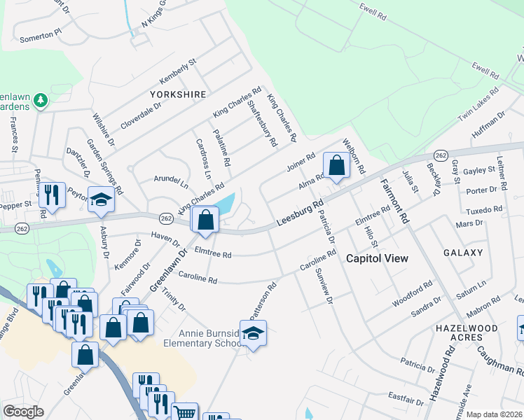 map of restaurants, bars, coffee shops, grocery stores, and more near 233 Village Walk in Columbia