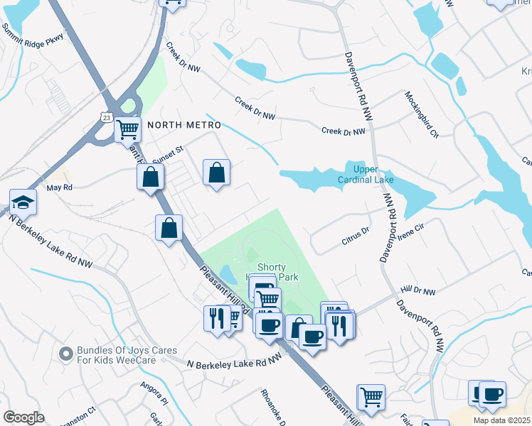 map of restaurants, bars, coffee shops, grocery stores, and more near 3483 Monarch Avenue in Duluth