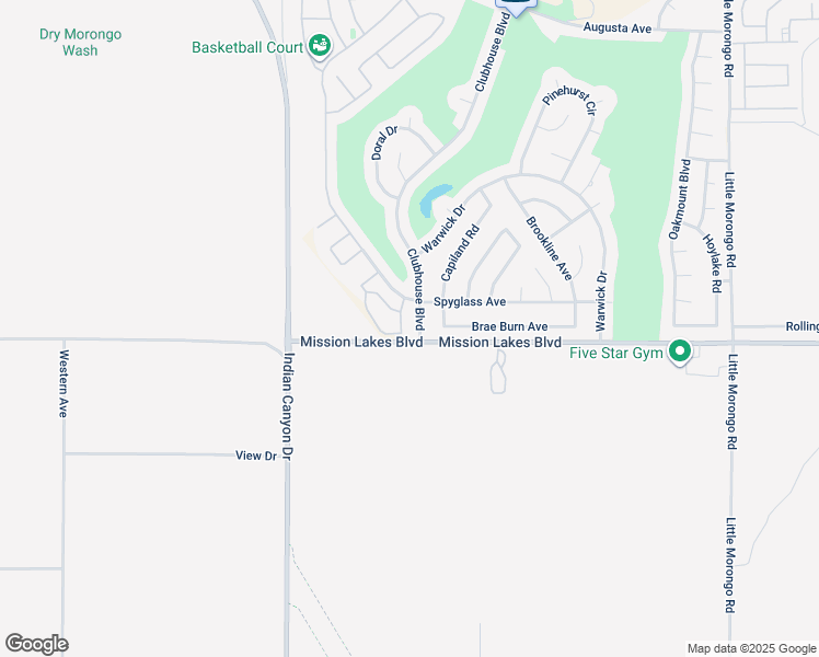 map of restaurants, bars, coffee shops, grocery stores, and more near 64281 Spyglass Avenue in Desert Hot Springs