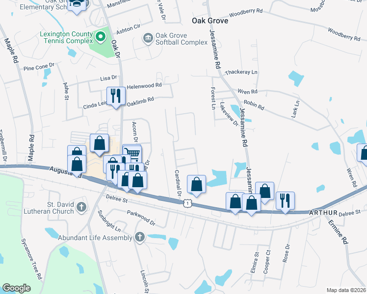 map of restaurants, bars, coffee shops, grocery stores, and more near 435 Conifer Circle in Lexington
