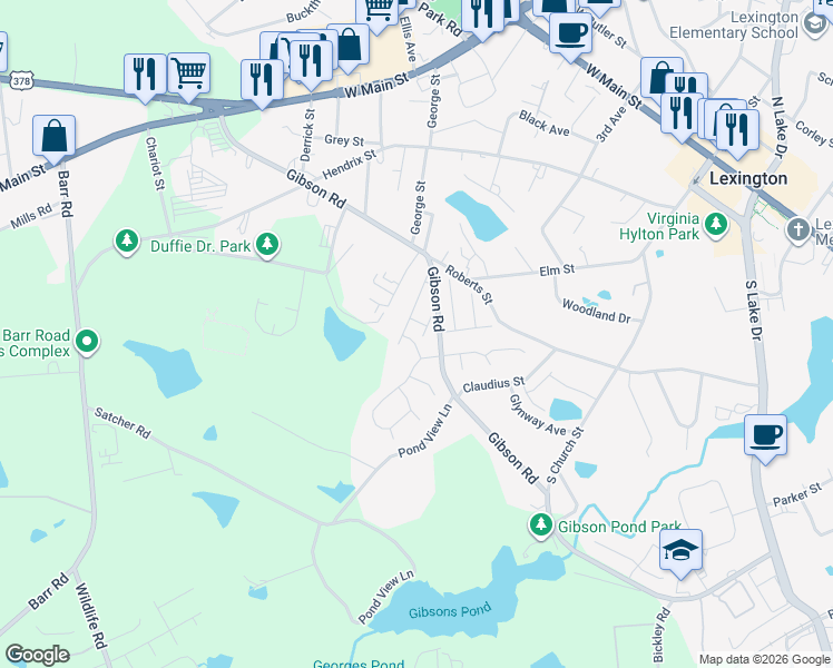 map of restaurants, bars, coffee shops, grocery stores, and more near 206 Rainwater Drive in Lexington