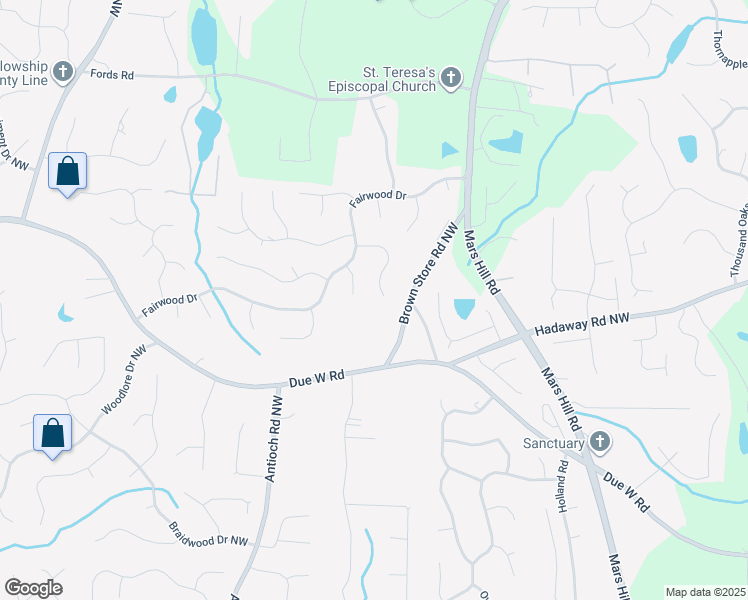 map of restaurants, bars, coffee shops, grocery stores, and more near 5777 Fairwood Trce Northwest in Acworth