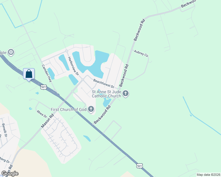 map of restaurants, bars, coffee shops, grocery stores, and more near 2370 Beach Forest Drive in Sumter