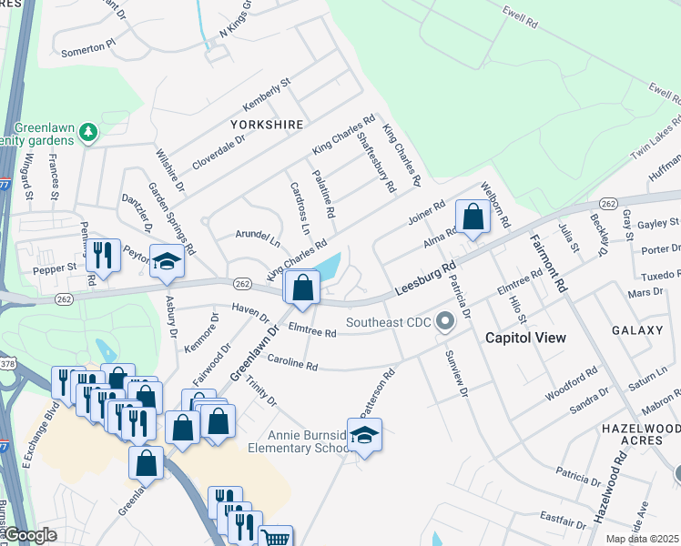 map of restaurants, bars, coffee shops, grocery stores, and more near 215 Village Walk in Columbia