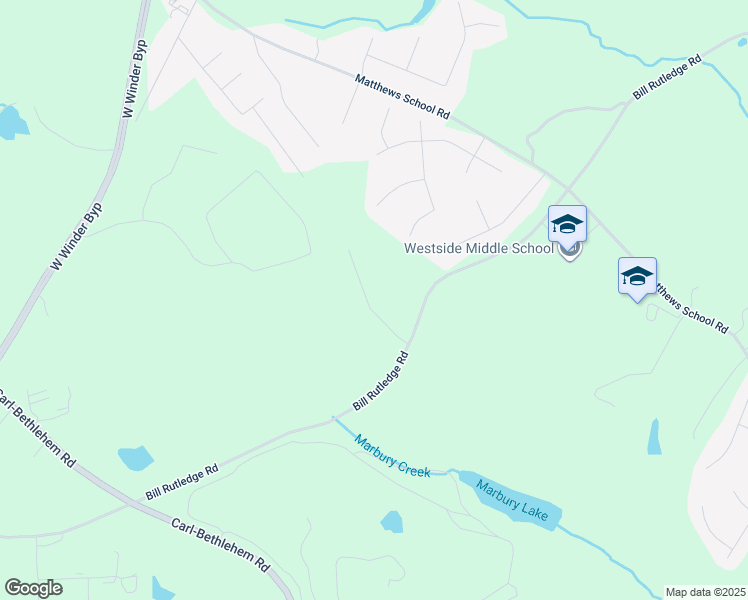 map of restaurants, bars, coffee shops, grocery stores, and more near 415 Southridge Road in Winder