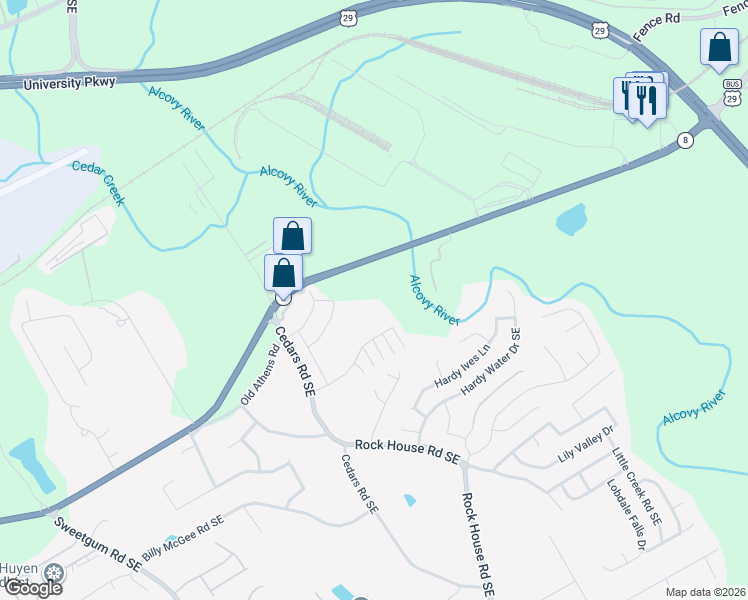 map of restaurants, bars, coffee shops, grocery stores, and more near 1275 Winder Highway in Dacula