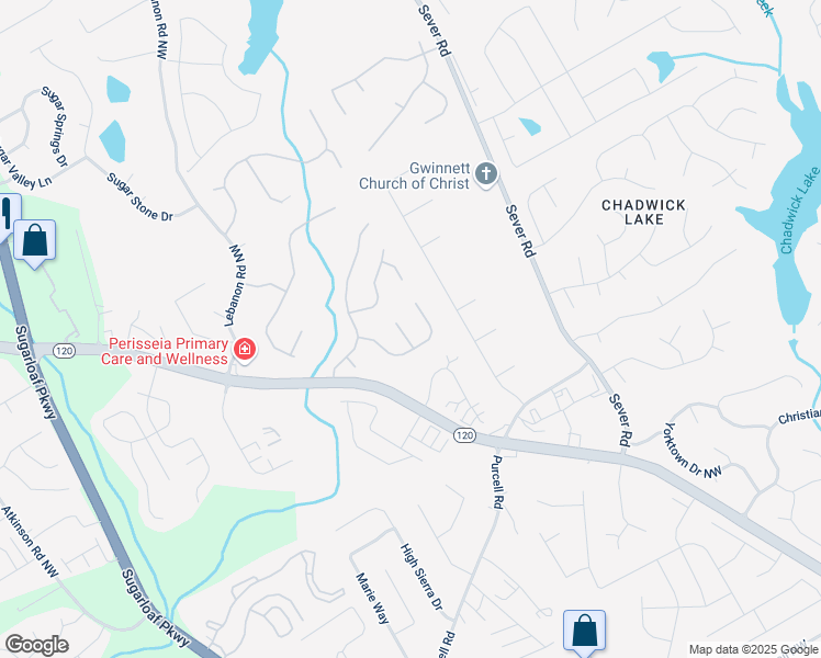 map of restaurants, bars, coffee shops, grocery stores, and more near 1511 Hampton Woods Drive in Lawrenceville