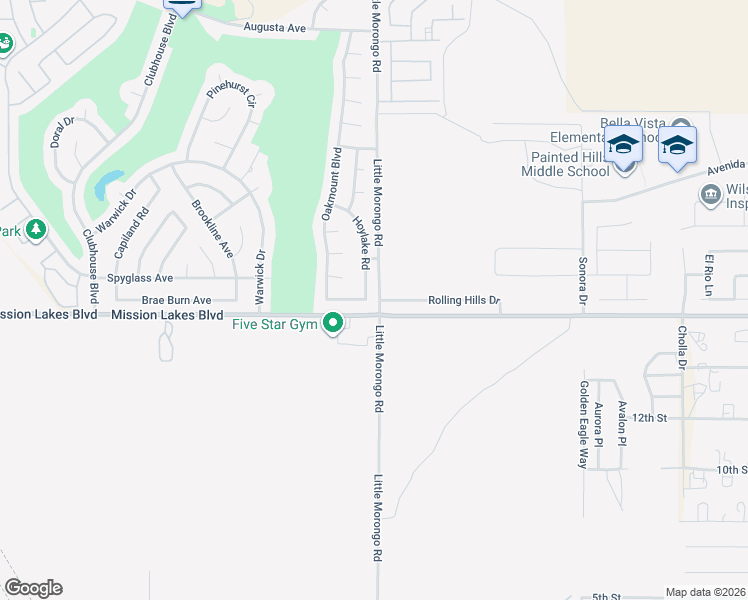map of restaurants, bars, coffee shops, grocery stores, and more near 9980 Hoylake Road in Desert Hot Springs