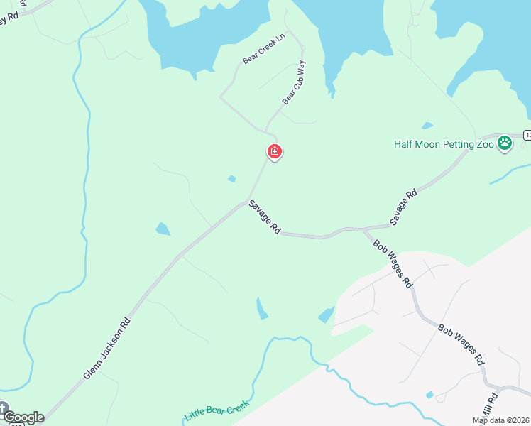 map of restaurants, bars, coffee shops, grocery stores, and more near 2208 Savage Road in Bogart