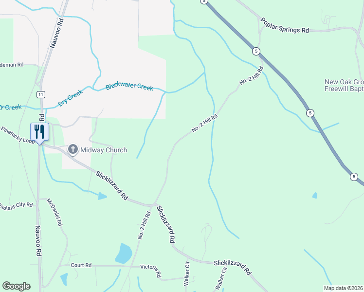 map of restaurants, bars, coffee shops, grocery stores, and more near 3616-3628 Slicklizzard Road in Nauvoo