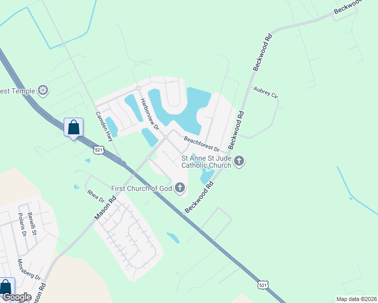 map of restaurants, bars, coffee shops, grocery stores, and more near 1855 Beachforest Way in Sumter