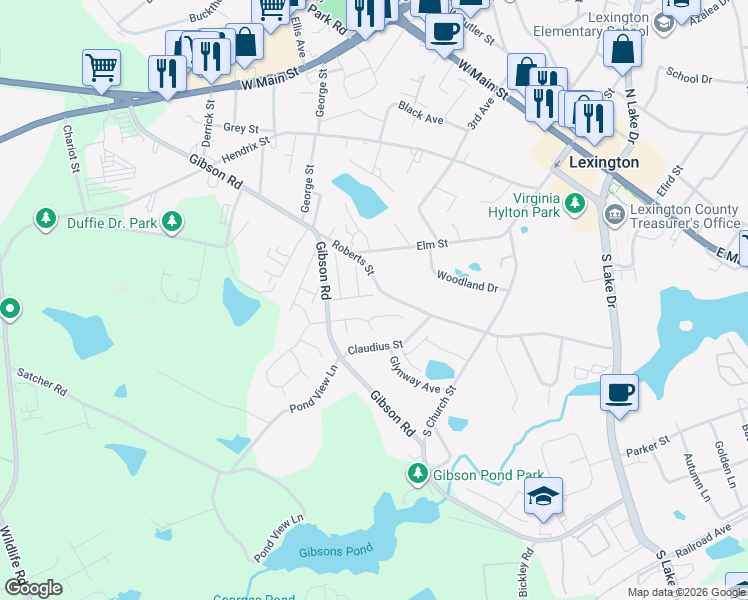 map of restaurants, bars, coffee shops, grocery stores, and more near 206 Baywood Drive in Lexington