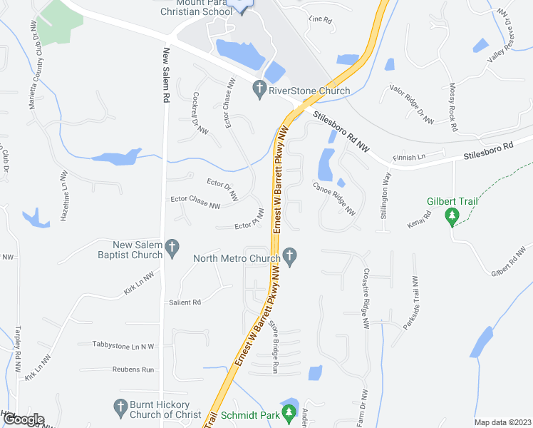 map of restaurants, bars, coffee shops, grocery stores, and more near 2119 Ector Place Northwest in Kennesaw