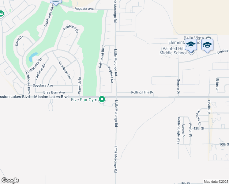 map of restaurants, bars, coffee shops, grocery stores, and more near 9980 Hoylake Road in Desert Hot Springs