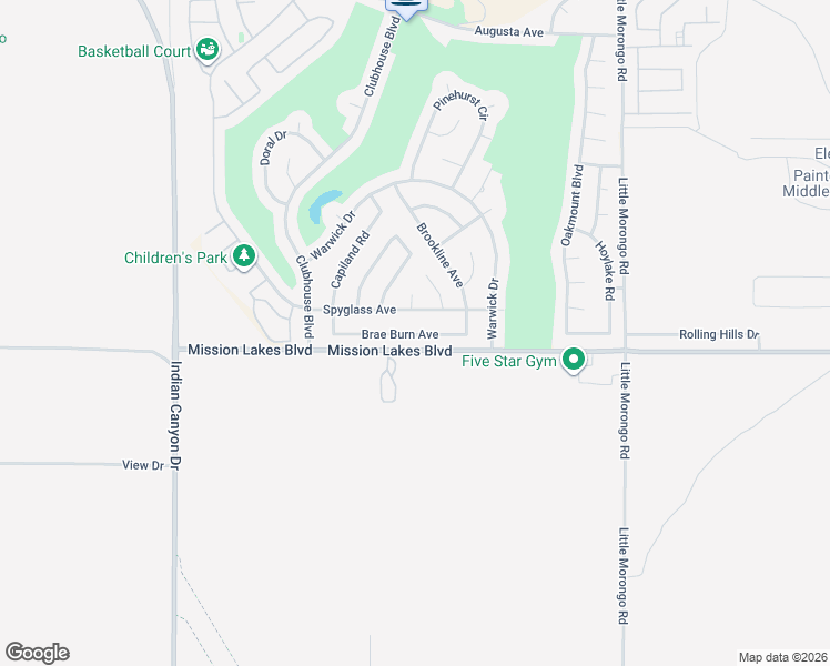 map of restaurants, bars, coffee shops, grocery stores, and more near 64514 Brae Burn Avenue in Desert Hot Springs