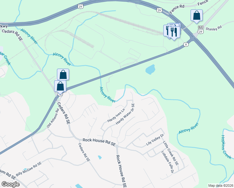 map of restaurants, bars, coffee shops, grocery stores, and more near 1385 Winder Highway in Dacula
