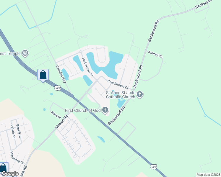 map of restaurants, bars, coffee shops, grocery stores, and more near 1855 Beachforest Way in Sumter
