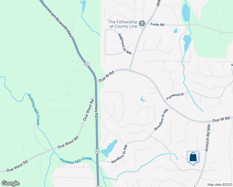 map of restaurants, bars, coffee shops, grocery stores, and more near 6268 Braidwood Run Northwest in Acworth