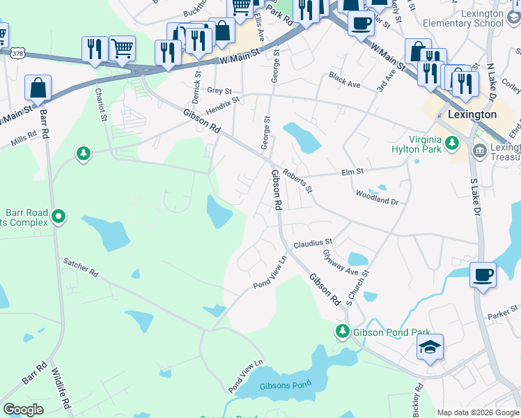 map of restaurants, bars, coffee shops, grocery stores, and more near 206 Rainwater Drive in Lexington