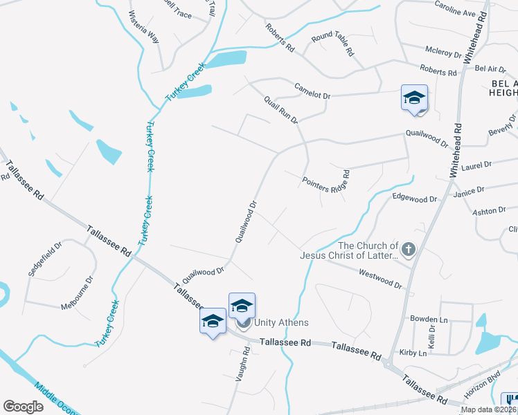 map of restaurants, bars, coffee shops, grocery stores, and more near 300 Quailwood Drive in Athens