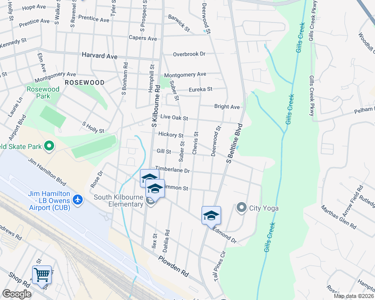 map of restaurants, bars, coffee shops, grocery stores, and more near 3875 Gill Street in Columbia