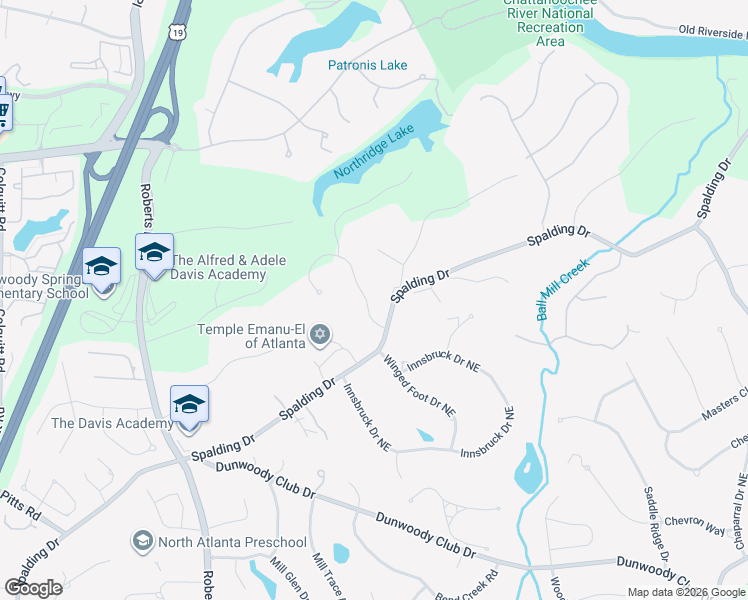 map of restaurants, bars, coffee shops, grocery stores, and more near 8115 Tynecastle Drive in Atlanta