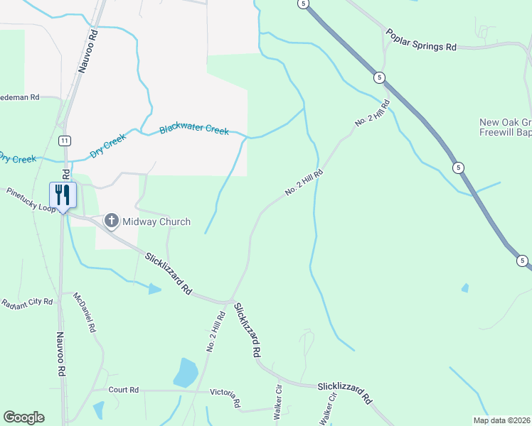 map of restaurants, bars, coffee shops, grocery stores, and more near 3616-3628 Slicklizzard Road in Nauvoo