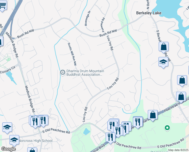 map of restaurants, bars, coffee shops, grocery stores, and more near 4820 Coppedge Trail in Duluth