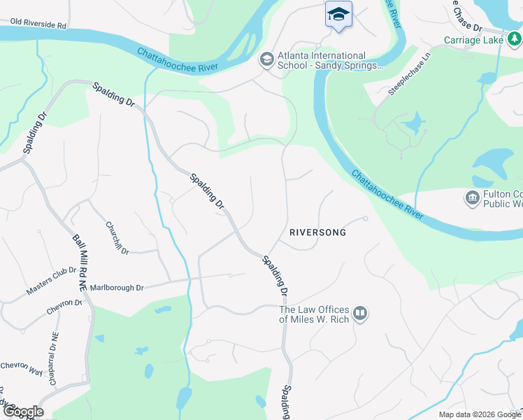 map of restaurants, bars, coffee shops, grocery stores, and more near 7515 Bridgegate Court in Atlanta