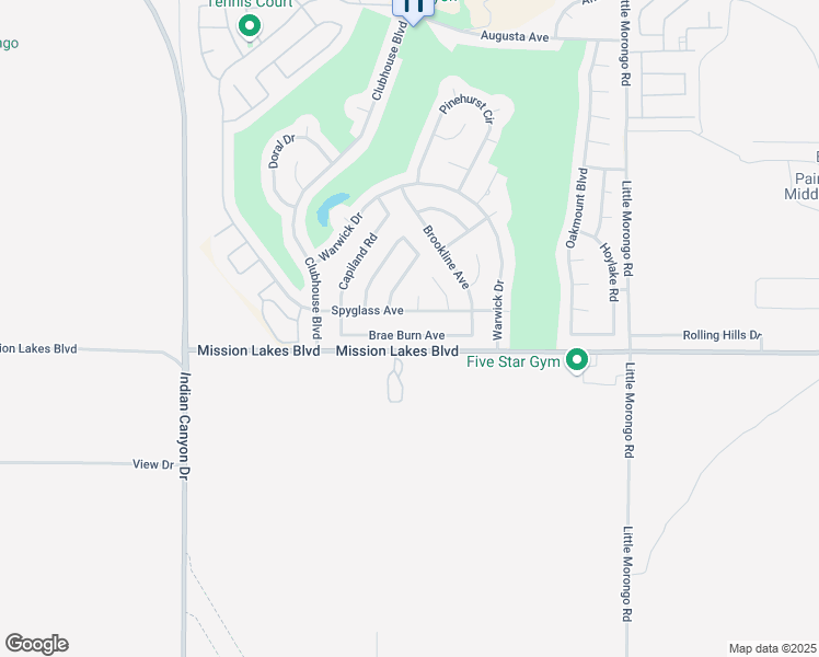 map of restaurants, bars, coffee shops, grocery stores, and more near 64490 Brae Burn Avenue in Desert Hot Springs