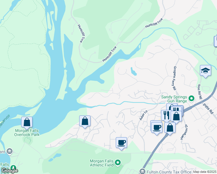 map of restaurants, bars, coffee shops, grocery stores, and more near 120 Nezhat Place in Sandy Springs