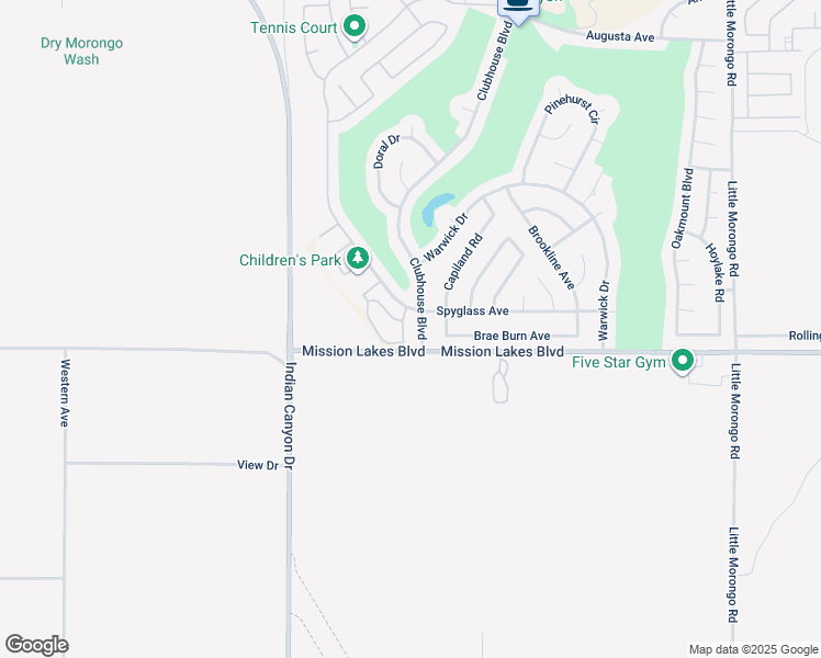 map of restaurants, bars, coffee shops, grocery stores, and more near 64285 Spyglass Avenue in Desert Hot Springs