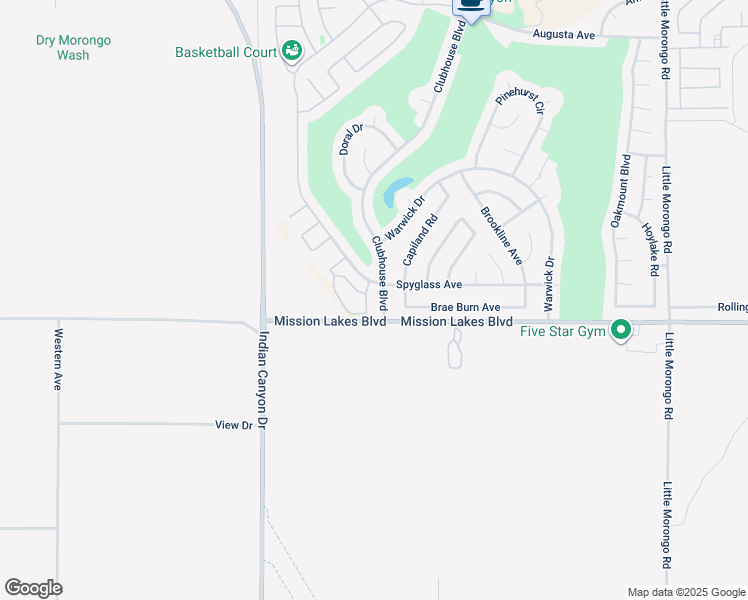 map of restaurants, bars, coffee shops, grocery stores, and more near 64285 Spyglass Avenue in Desert Hot Springs