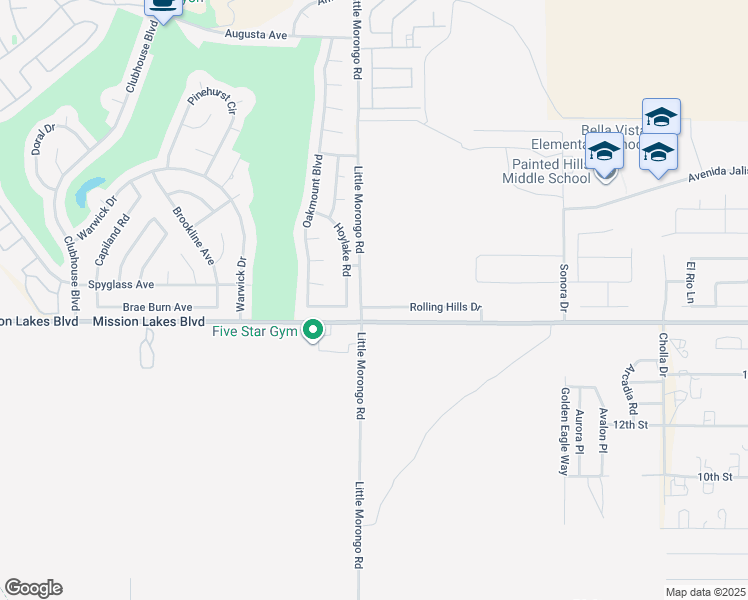 map of restaurants, bars, coffee shops, grocery stores, and more near 65028 Rolling Hills Drive in Desert Hot Springs