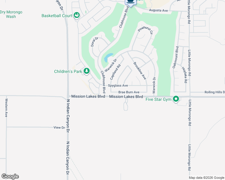 map of restaurants, bars, coffee shops, grocery stores, and more near 64350 Brae Burn Avenue in Desert Hot Springs