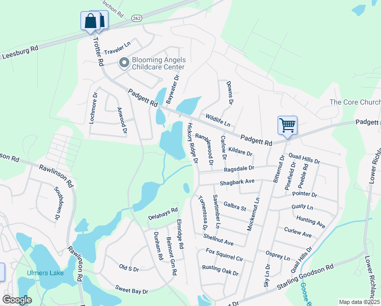 map of restaurants, bars, coffee shops, grocery stores, and more near 224 Hickory Ridge Drive in Columbia