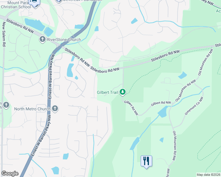 map of restaurants, bars, coffee shops, grocery stores, and more near 1651 Gilbert Road in Kennesaw